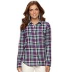 Women's Chaps Plaid Twill Button-down Shirt, Size: Small, Purple Oth