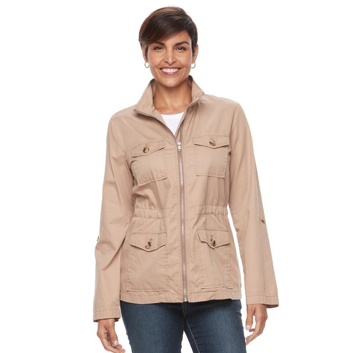 Women's Croft & Barrow&reg; 4-pocket Utility Jacket, Size: Xxl, Med Grey