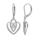 1/10 Carat T.w. Diamond Sterling Silver Heart Drop Earrings, Women's, White