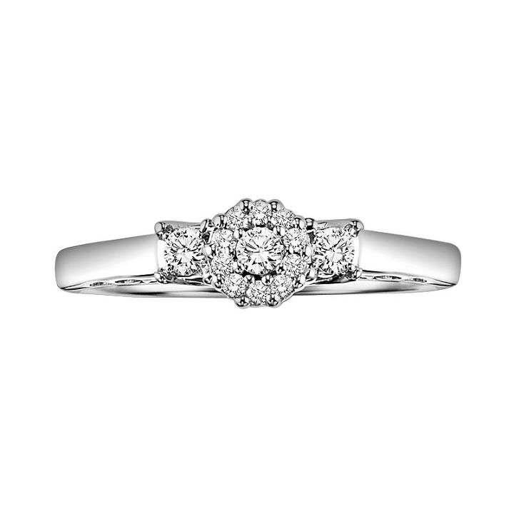 Love Always Round-cut Engagement Ring In Platinum Over Silver (1/5 Ct. T.w.), Women's, Size: 6.50, White