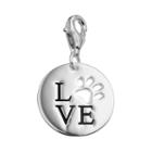 Personal Charm Sterling Silver Love Paw Print Charm, Women's