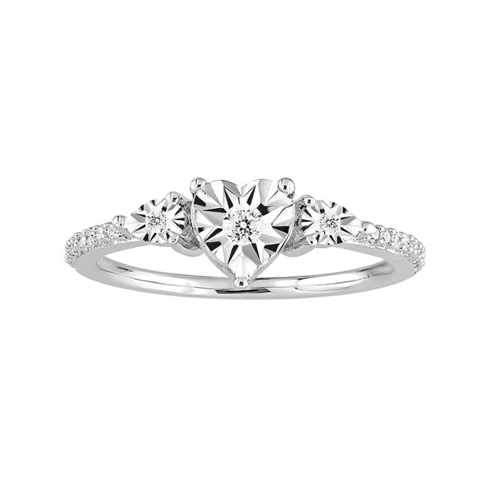 Stella Grace Sterling Silver 1/8 Carat T.w. Diamond 3-stone Heart Ring, Women's, White