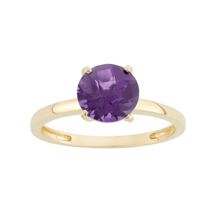 Amethyst 10k Gold Solitaire Ring, Women's, Size: 5, Purple