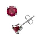 10k White Gold Lab-created Ruby Stud Earrings, Women's, Red