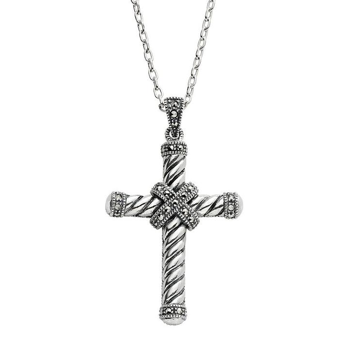 Lavish By Tjm Sterling Silver Cross Pendant Necklace, Women's, Size: 18, Grey