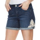 Women's Recreation Lace Textured Technology Denim Shorts, Size: 18, Med Blue