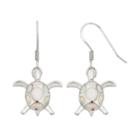 Lab-created Opal Sterling Silver Turtle Drop Earrings, Women's, White