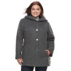 Plus Size Apt. 9&reg; Faux-wool Hooded Jacket, Women's, Size: 1xl, Grey (charcoal)