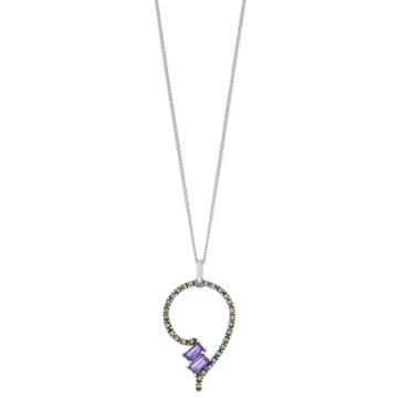 Tori Hill Sterling Silver Purple Glass & Marcasite Pendant Necklace, Women's, Size: 18