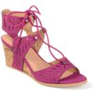 Journee Collection Minny Women's Ghillie Wedge Sandals, Size: Medium (7), Med Purple