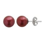 Pearlustre By Imperial Dyed Freshwater Cultured Pearl Sterling Silver Stud Earrings, Women's, Red