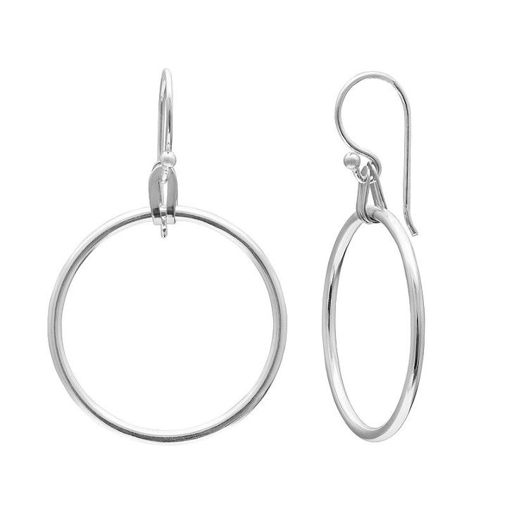 Sterling Silver Hoop Drop Earrings, Women's