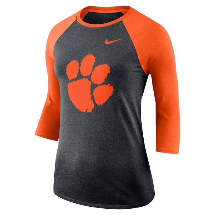 Women's Nike Clemson Tigers Baseball Tee, Size: Xl, Grey