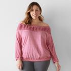 Plus Size Sonoma Goods For Life&trade; Crochet Off-the-shoulder Top, Women's, Size: 1xl, Light Red