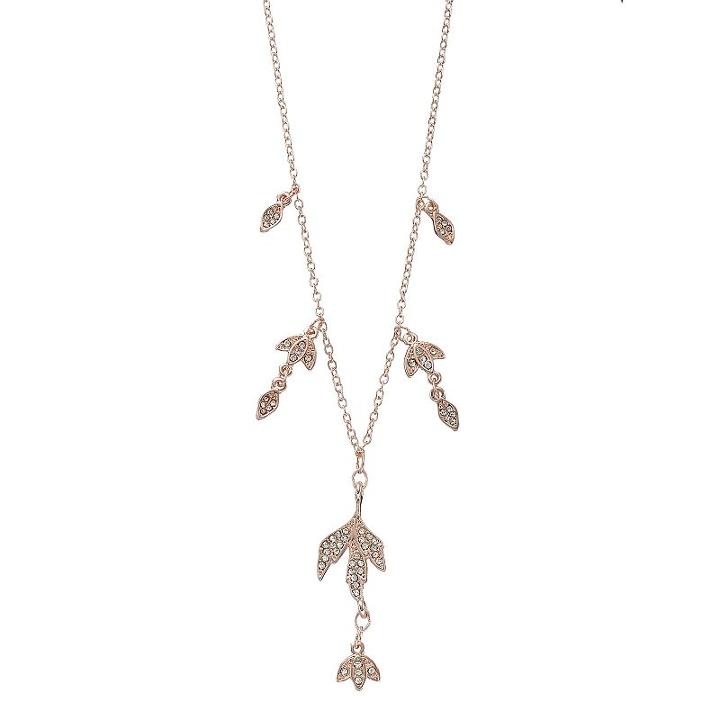 Lc Lauren Conrad Pave Leaf Necklace, Women's, Med Pink