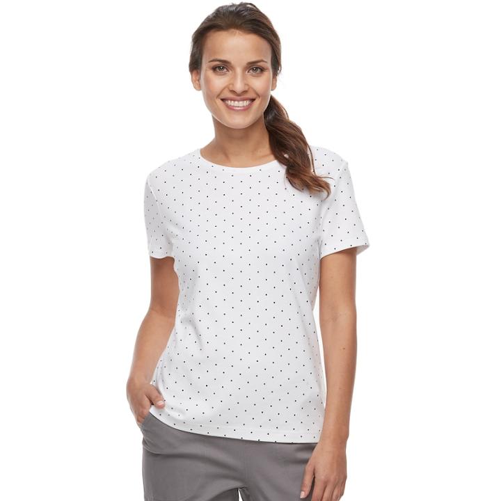 Petite Croft & Barrow&reg; Essential Crewneck Tee, Women's, Size: L Petite, White