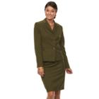 Women's Le Suit Solid Suit Jacket & Pencil Skirt Set, Size: 10, Dark Green