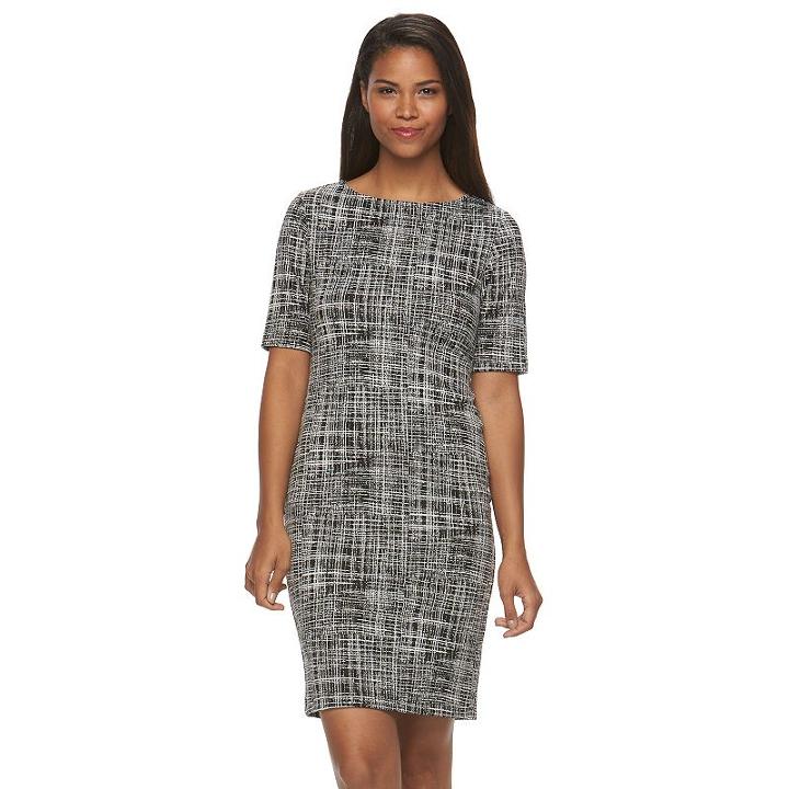 Women's Sharagano Printed Knit Sheath Dress, Size: 10, Black