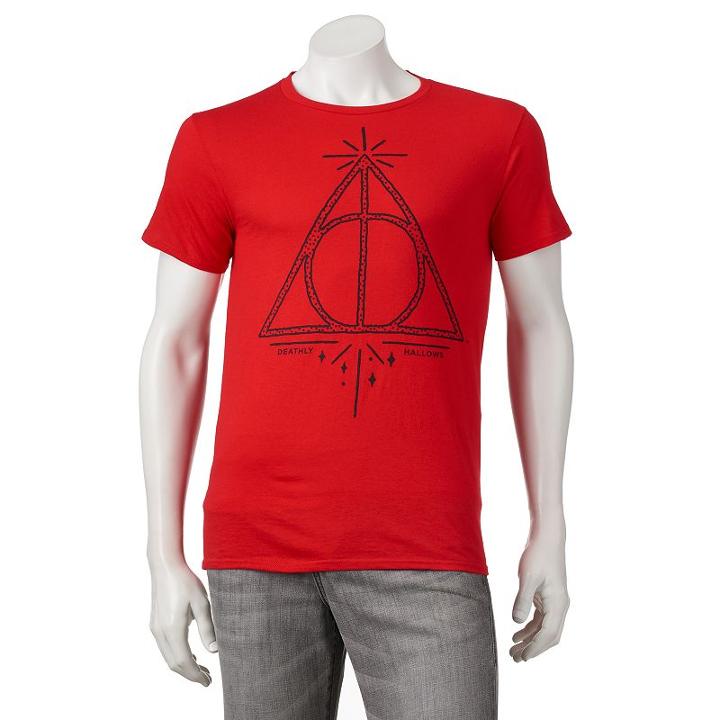 Men's Harry Potter Deathly Hallows Symbol Tee, Size: Large, Red