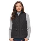 Women's Croft & Barrow&reg; Zip-up Quilted Vest, Size: Xxl, Black