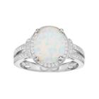Sterling Silver Lab-created White Opal & White Sapphire Halo Ring, Women's, Size: 6