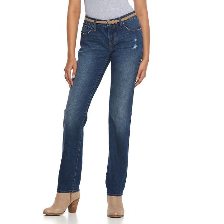 Women's Apt. 9&reg; Curvy Fit Straight-leg Jeans, Size: 10 T/l, Dark Blue