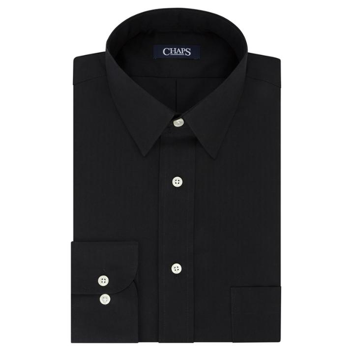 Men's Chaps Regular-fit Wrinkle-free Herringbone Dress Shirt, Size: M-32/33, Black