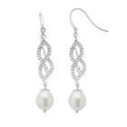 Sterling Silver Freshwater Cultured Pearl Twist Linear Drop Earrings, Women's