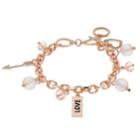Love, Arrow & Heart Charm Toggle Bracelet, Women's, Pink