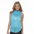 Women's Apt. 9&reg; Burnout Mockneck Tank, Size: Large, Turquoise/blue (turq/aqua)