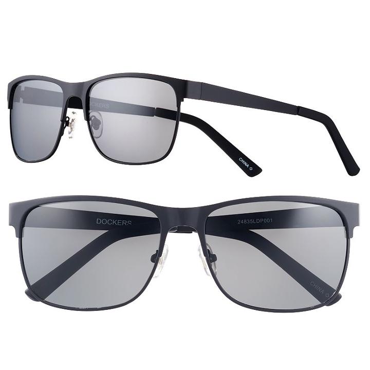 Men's Dockers Polarized Black Matte Wayfarer Sunglasses