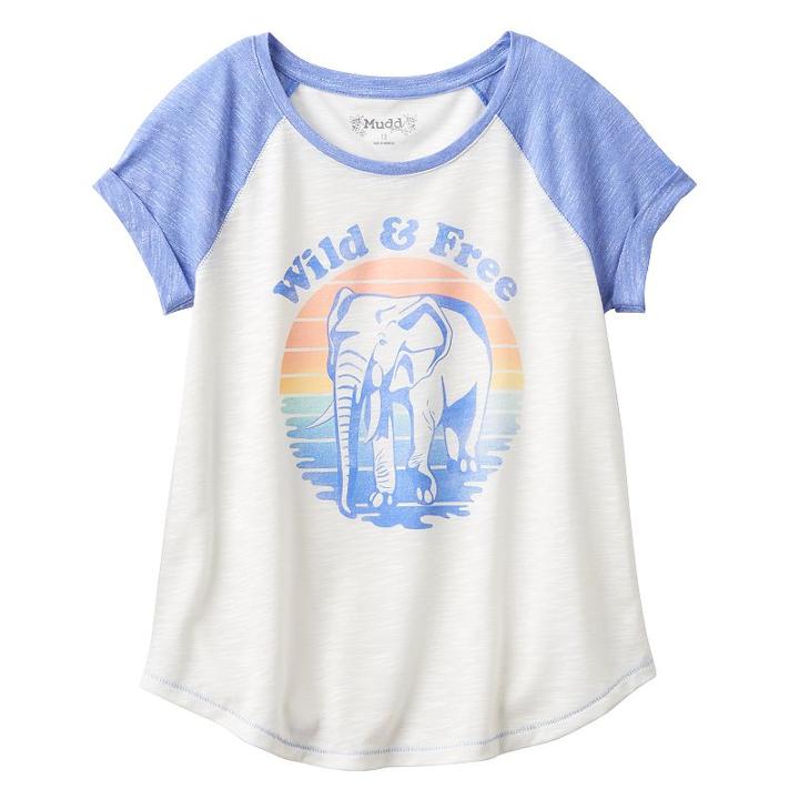 Girls Plus Size Mudd&reg; Raglan Stitched Tee, Girl's, Size: 20 1/2, White Oth
