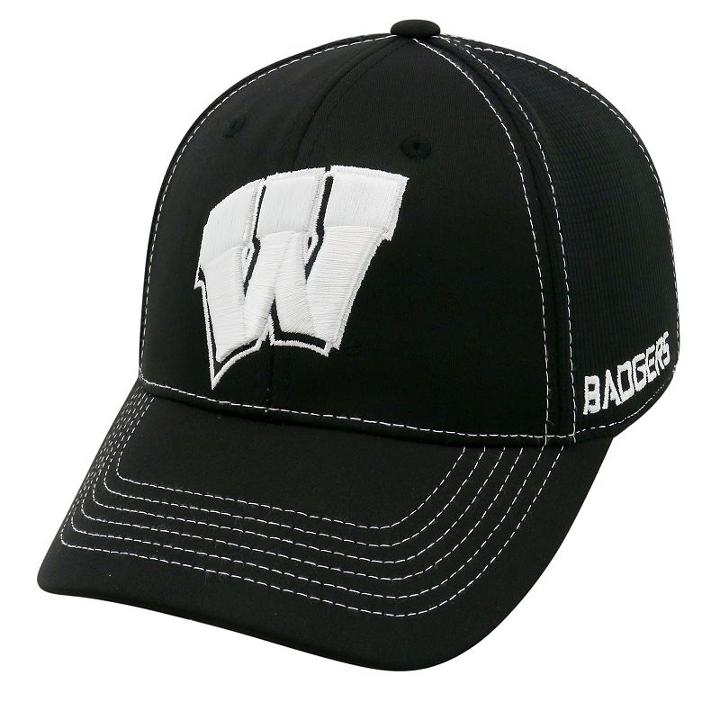 Adult Top Of The World Wisconsin Badgers Dynamic Performance One-fit Cap, Men's, Black