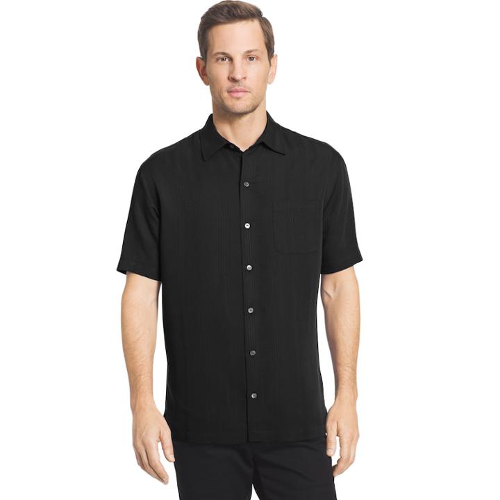 Big & Tall Van Heusen Classic-fit Dobby Button-down Shirt, Men's, Size: L Tall, Black
