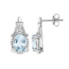 Sterling Silver Aquamarine Oval Drop Earrings, Women's, Blue