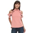 Women's Juicy Couture Ruffled Cold-shoulder Top, Size: Medium, Light Pink