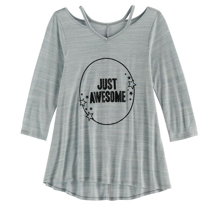 Girls 7-16 So&reg; 3/4-sleeve Strappy Legging Tee, Size: 10, Silver