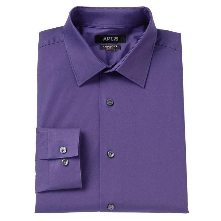 Men's Apt. 9&reg; Slim-fit Flex Collar Dress Shirt, Size: 18-34/35, Med Purple
