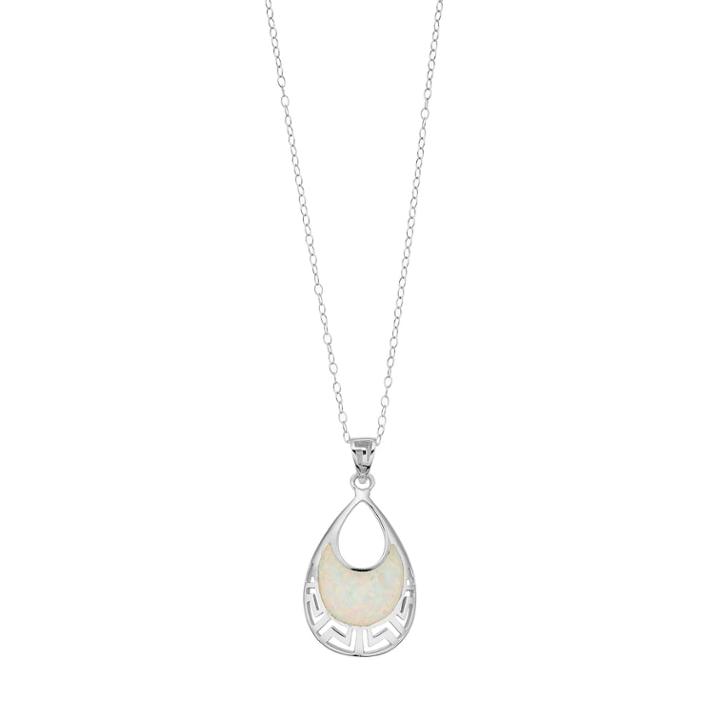 Sterling Silver Simulated Opal Double Teardrop Pendant Necklace, Women's, Size: 18, White