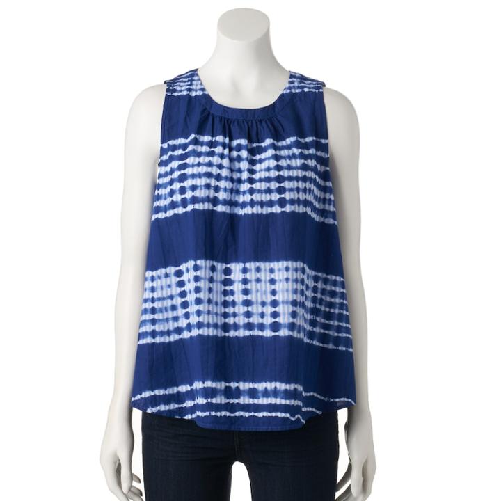 Women's Sonoma Goods For Life&trade; Tie-dye Striped Swing Tank, Size: Large, Dark Blue