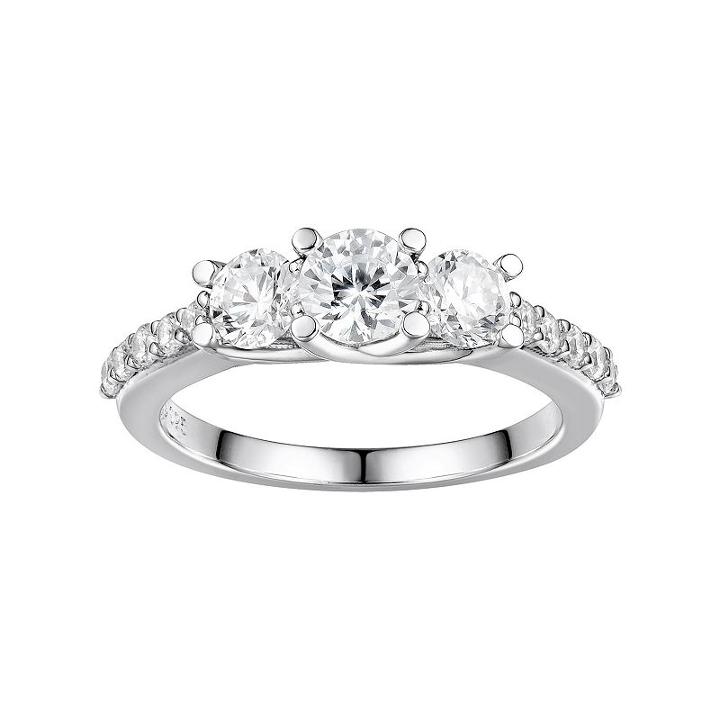 Diamonluxe Sterling Silver Cubic Zirconia 3-stone Ring, Women's, Size: 8, White