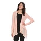 Women's Elle&trade; Mixed-media Flyaway Cardigan, Size: Medium, Lt Orange