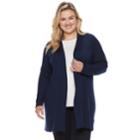 Plus Size Dana Buchman Ribbed Duster Cardigan, Women's, Size: 2xl, Blue (navy)