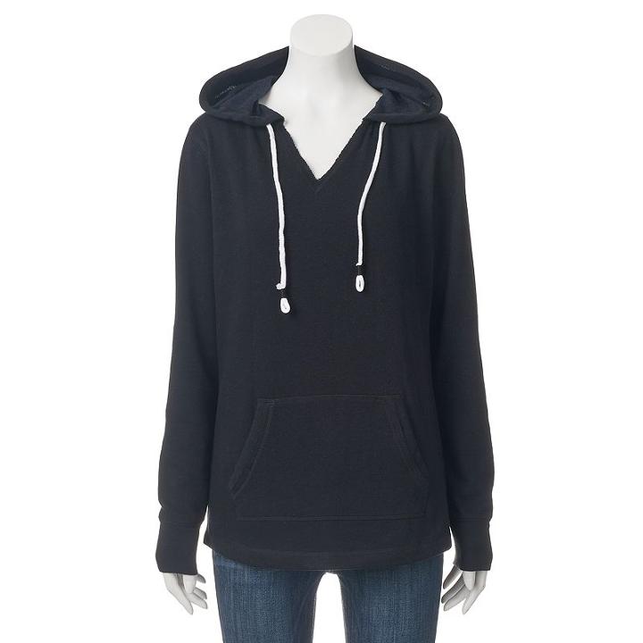 Juniors' So&reg; Hooded Notchneck Tunic, Girl's, Size: Small, Black
