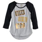 Girls 7-16 & Plus Size So&reg; High-low Shine Baseball Tee, Size: 14 1/2, Med Grey