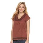 Women's Sonoma Goods For Life&trade; Embroidered Dolman Tee, Size: Xs, Dark Brown