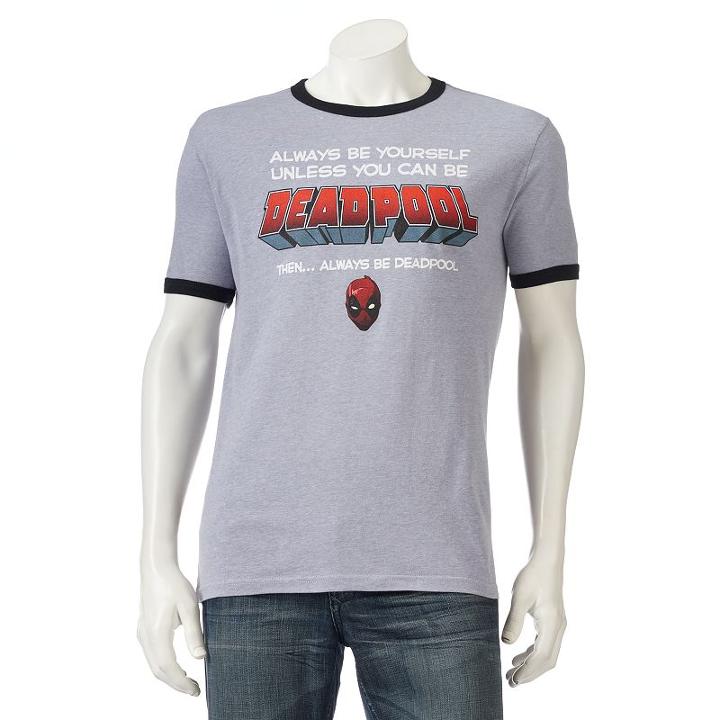 Men's Marvel Deadpool Deadly Self Tee, Size: Large, Med Grey