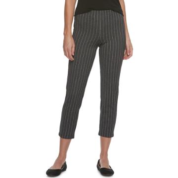 Women's Utopia By Hue Pinstripe Loafer Leggings, Size: Large, Black