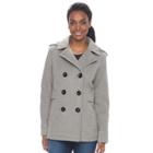 Women's D.e.t.a.i.l.s Hooded Double Breasted Faux-wool Peacoat, Size: Medium, Med Grey