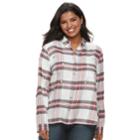 Juniors' Plus Size Faux-gem Flannel Shirt, Teens, Size: 2xl, Med Red